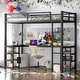 preview thumbnail 1 of 14, Twin XL Metal Loft Bed with Desk and Shelves, Black