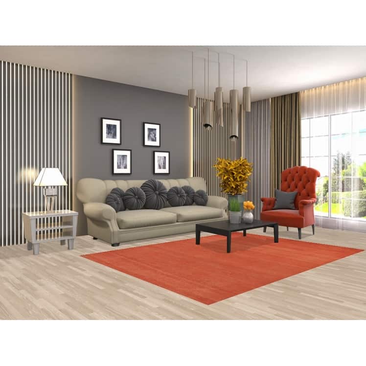 Orange Solid Gabbeh Modern Area Rug Handmade Wool Carpet - 5'7" x 7'7"