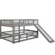 preview thumbnail 33 of 42, Full Over Full Low Bunk Bed with Slide, with Fence and Ladder for Toddler Kids Teens