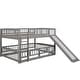 preview thumbnail 18 of 42, Full Over Full Wooden Bunk Bed,Low Bunk Bed with Built-In Ladders and Slides