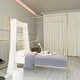 preview thumbnail 3 of 9, Teraves Twin Canopy Bed Frame 4-Post Metal Platform Bed with Headboard and Footboard, Gold