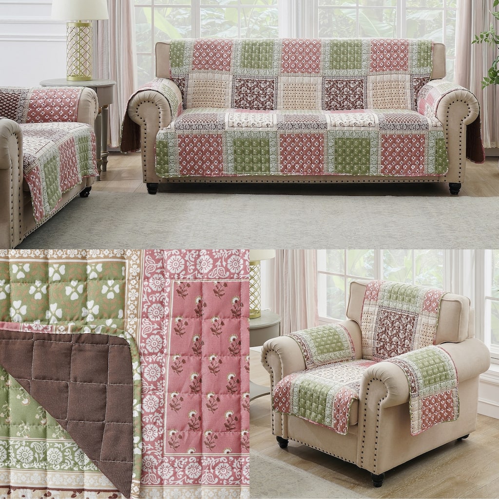 Greenland Home Fashions Priya Patchwork Pet-Friendly Slipcover - Furniture Protector