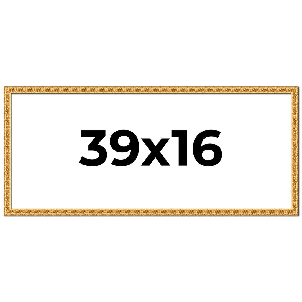 39x16 Frame Gold Real Wood Picture Frame Width 1 inches | Interior