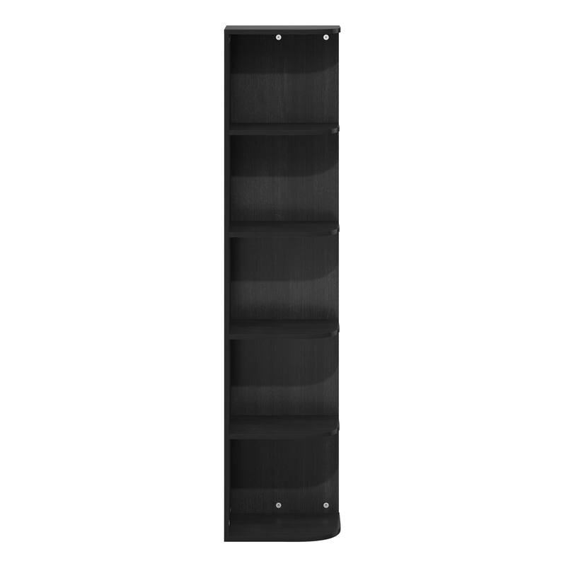 Furinno Pasir 5-Tier Corner Open Shelf Bookcase - Blackwood