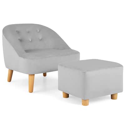 Costway Kids Sofa Chair w/ Ottoman Toddler Single Sofa Velvet - 20'' x 20'' x 19.5''