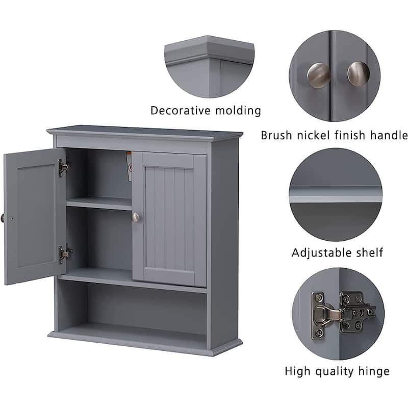 Spirich-Bathroom Wall Spacesaver Storage Cabinet Over The Toilet with Door , Wooden, White