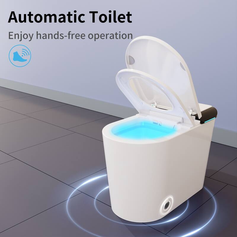 Smart Toilet with Heated Bidet Seat Auto Open/Close Lid, Warm Water Wash & Dryer, High-Pressure Flush