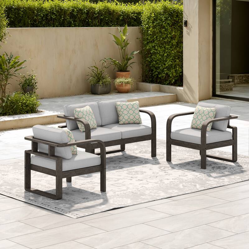 Corvus Annette 3-piece Outdoor Conversation Set with Sunbrella Pillows