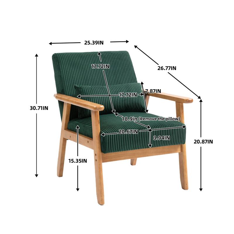 Corduroy Accent Chair,Solid Wood Armchair for Living Room