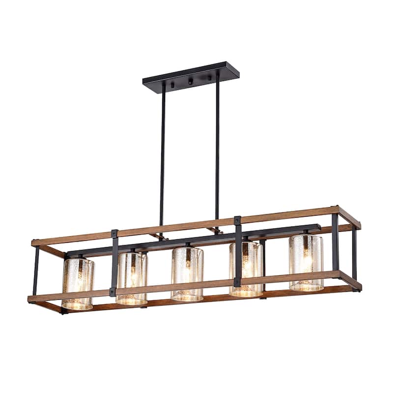 Desaki Kitchen Island Style Matte Black 5-light Chandelier