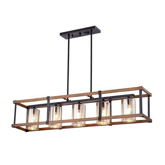 Desaki Kitchen Island Style Matte Black 5-light Chandelier