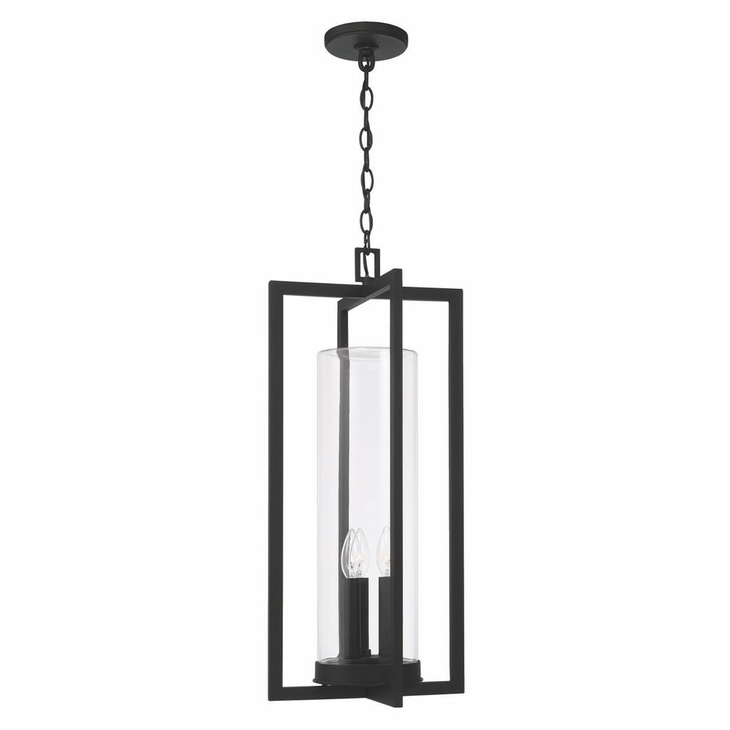 Kent 3-light Black Outdoor Hanging Pendant w/ Clear Glass