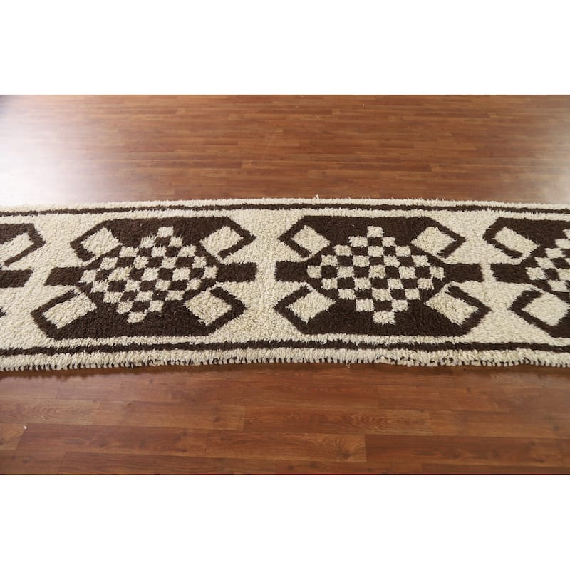 Anatolian Tribal Oriental Runner Rug Hand-knotted Wool Carpet - 3'1"x 12'9"