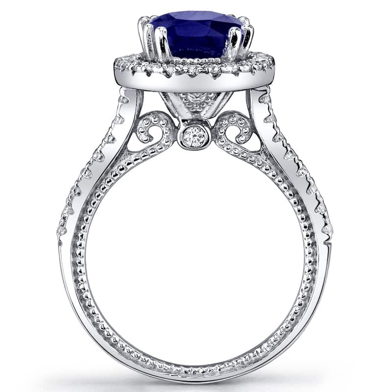 Sterling Silver 2.75 ct Created Sapphire Halo Ring