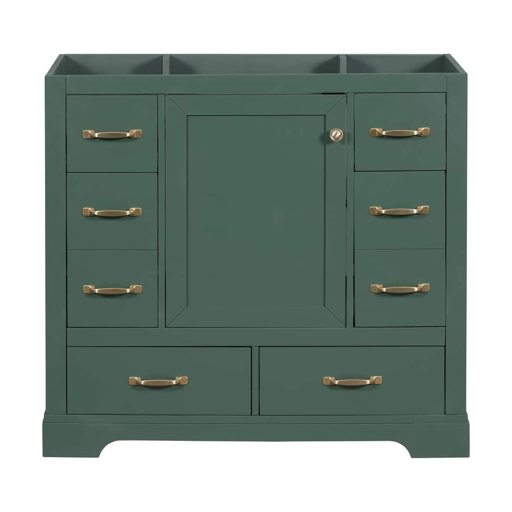 GDFStudio - Avalon 36-Inch Bathroom Vanity Cabinet Base Only, Six Drawers, Multi-Functional Drawer Divider, Painted Finish