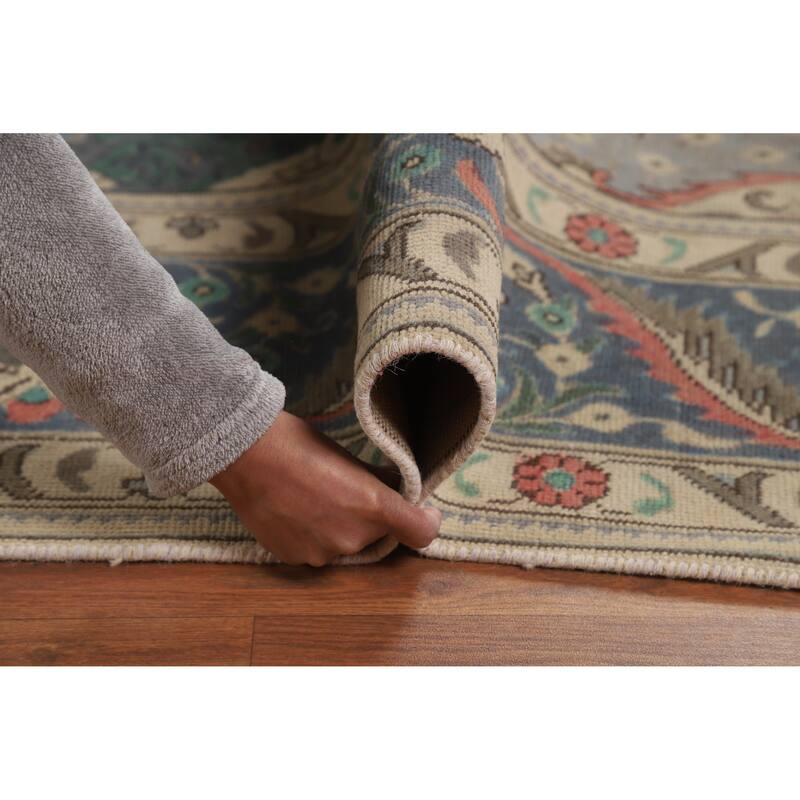 Blue Tabriz Persian Vintage Rug Handmade Wool Carpet - 9'7" x 13'0"