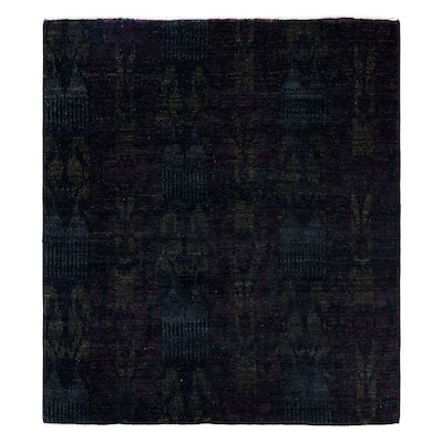 Overdyed One-of-a-Kind Hand-Knotted Area Rug - Black - 5' 0" x 5' 7"