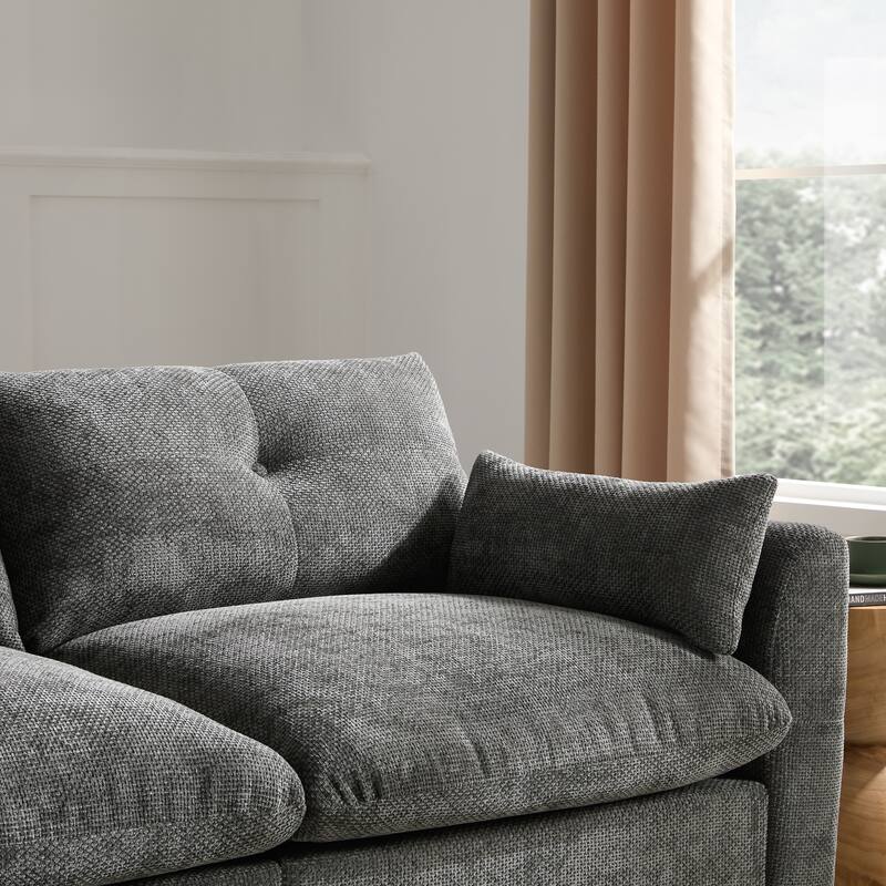 Oversized U Shaped Modular Sectional Sofa with 2 Storage Ottomans, Chenille 6 Seat Sofa with Console, Cup Holder & USB Charger