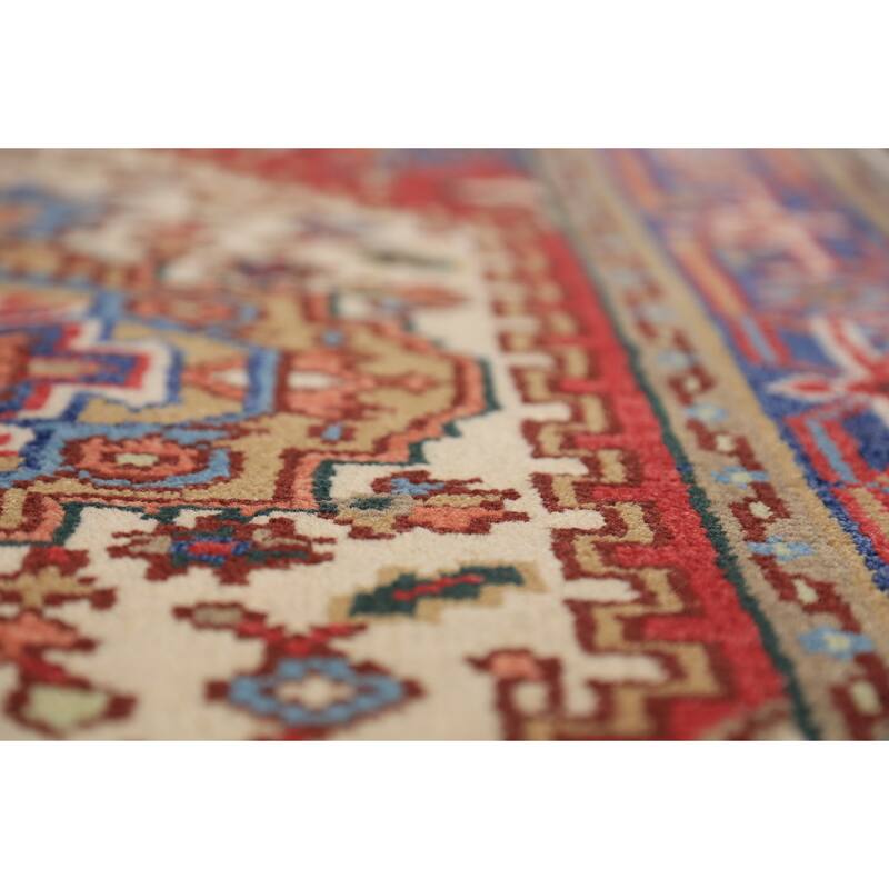 Geometric Heriz Serapi Indian Foyer Rug Handmade Wool Carpet - 3'0"x 4'11"