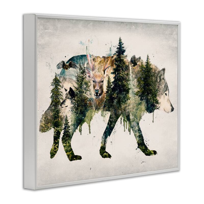 Stupell Woodland Wildlife Wolf Contour Framed Giclee Art Design By Barrett Biggers