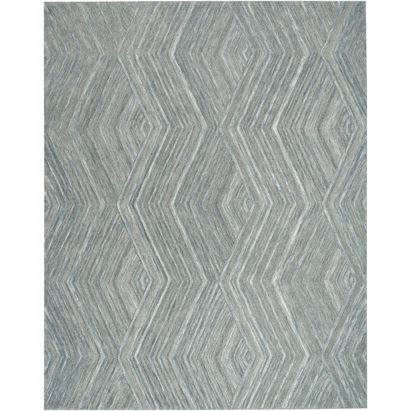 Nourison Graceful Indoor only Geometric Wool Area Rug - 7' 9" x 9' 9" - Blue