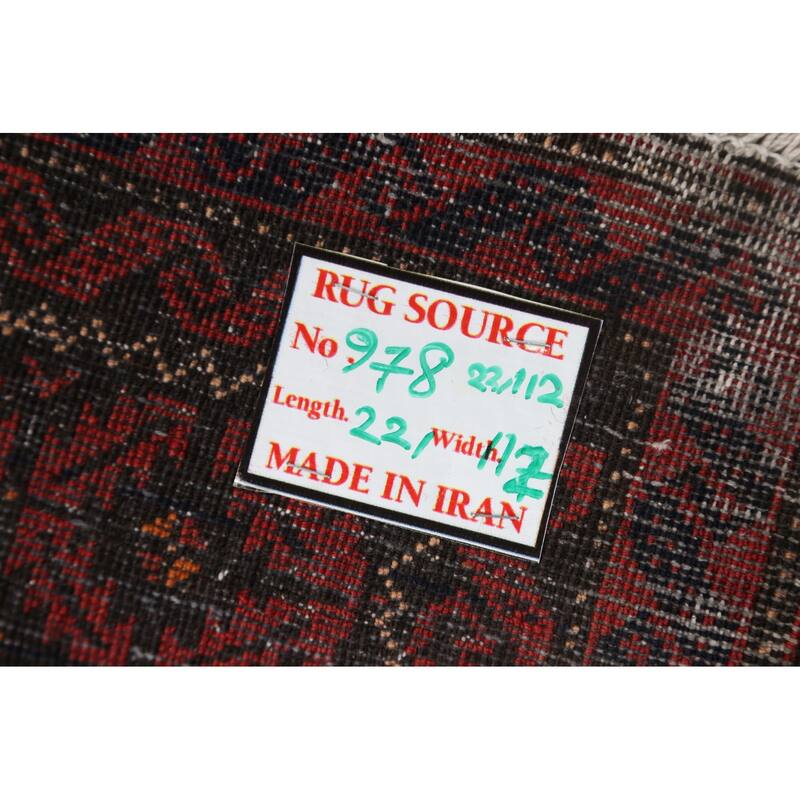 Traditional Persian Balouch Area Rug Hand-knotted Wool Carpet - 3'8" x 7'2"