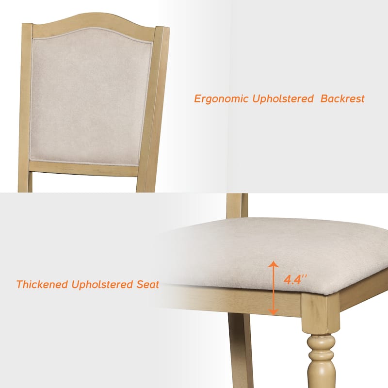 Dining Chair with Upholstered Back, Farmhouse Wood Kitchen Chairs, Oak
