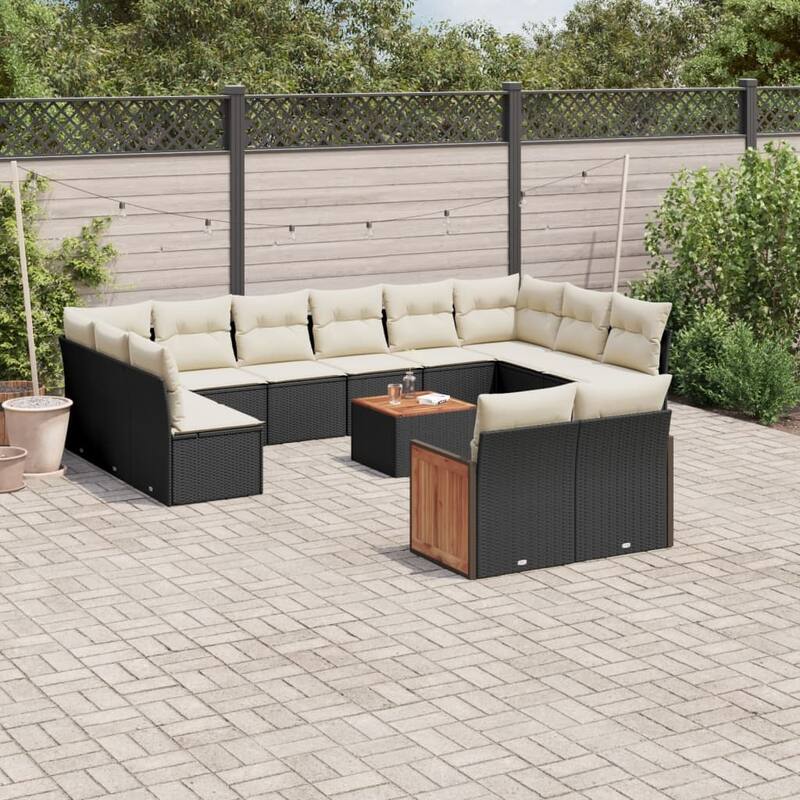 vidaXL Patio Sofa Set with Cushions Outdoor Conversation Furniture Poly Rattan