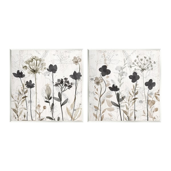 slide 2 of 7, Stupell Neutral Flower Hues Rustic Boho 2 Piece Wall Plaque Art Set by Livi Finn 12 x 12