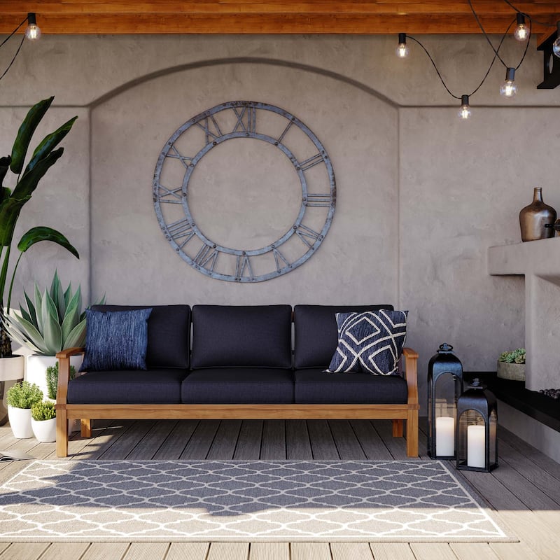Marina Outdoor Patio Teak Sofa - Navy