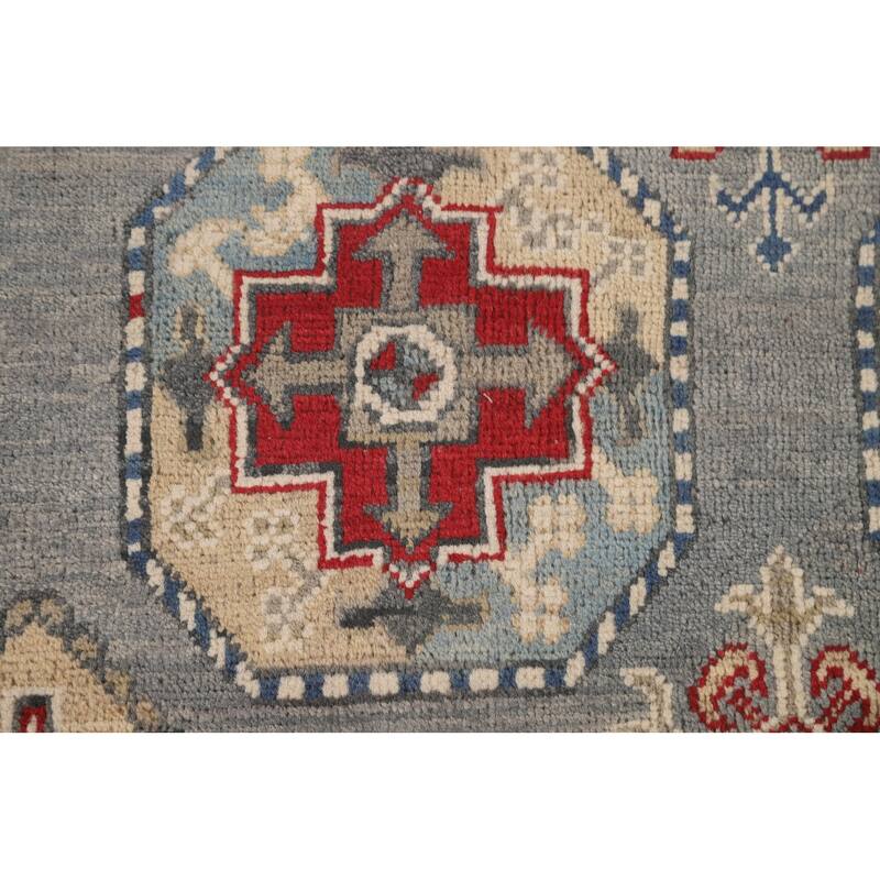All-Over Geometric Kazak Oriental Area Rug Handmade Wool Carpet - 10'0" x 13'2"