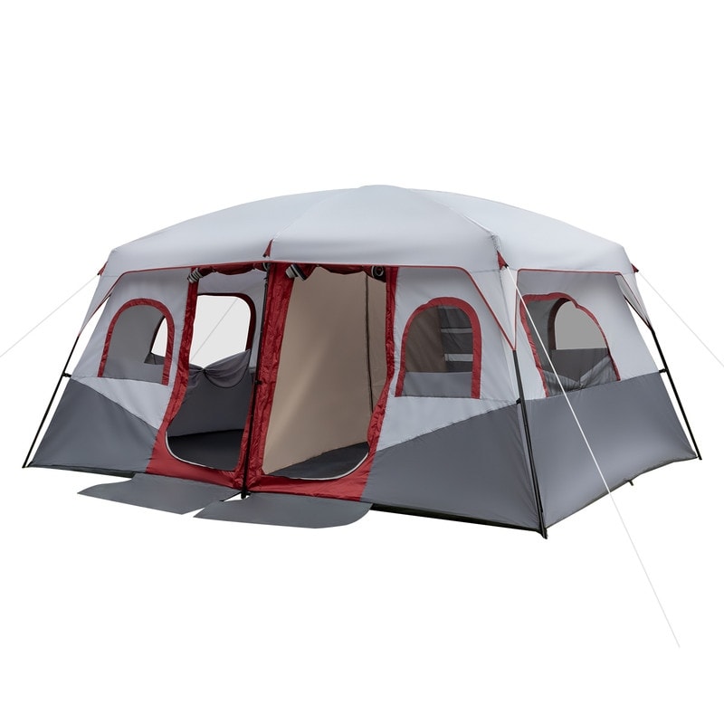 10 Person 2 Room Huge Tent with Storage Pockets for Family Camping
