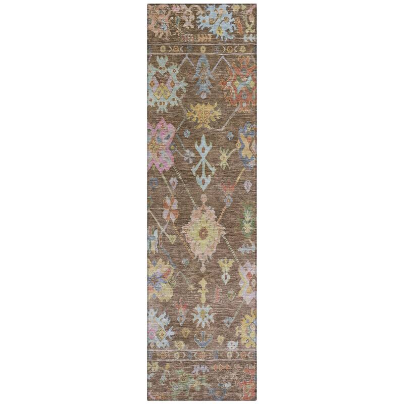 Machine Washable Indoor/ Outdoor Boho Traditional Chantille Rug