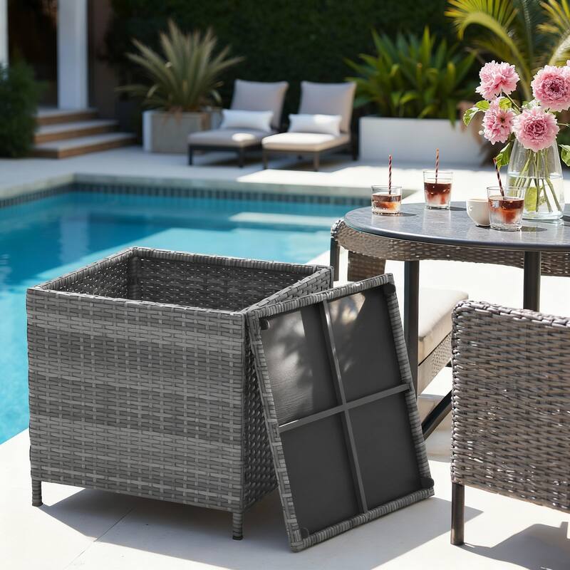 Square Wicker Outdoor Coffee Table with Hidden Storage