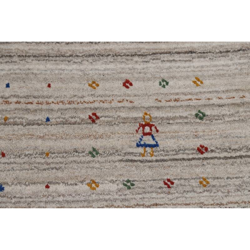 Striped Gabbeh Oriental Area Rug Handmade Wool Carpet - 7'9" x 9'8"