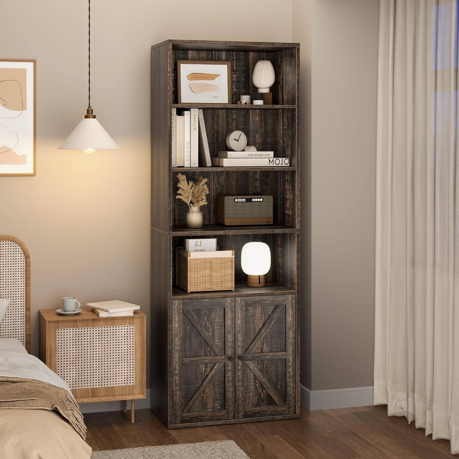 Farmhouse bookcase storage cabinet online