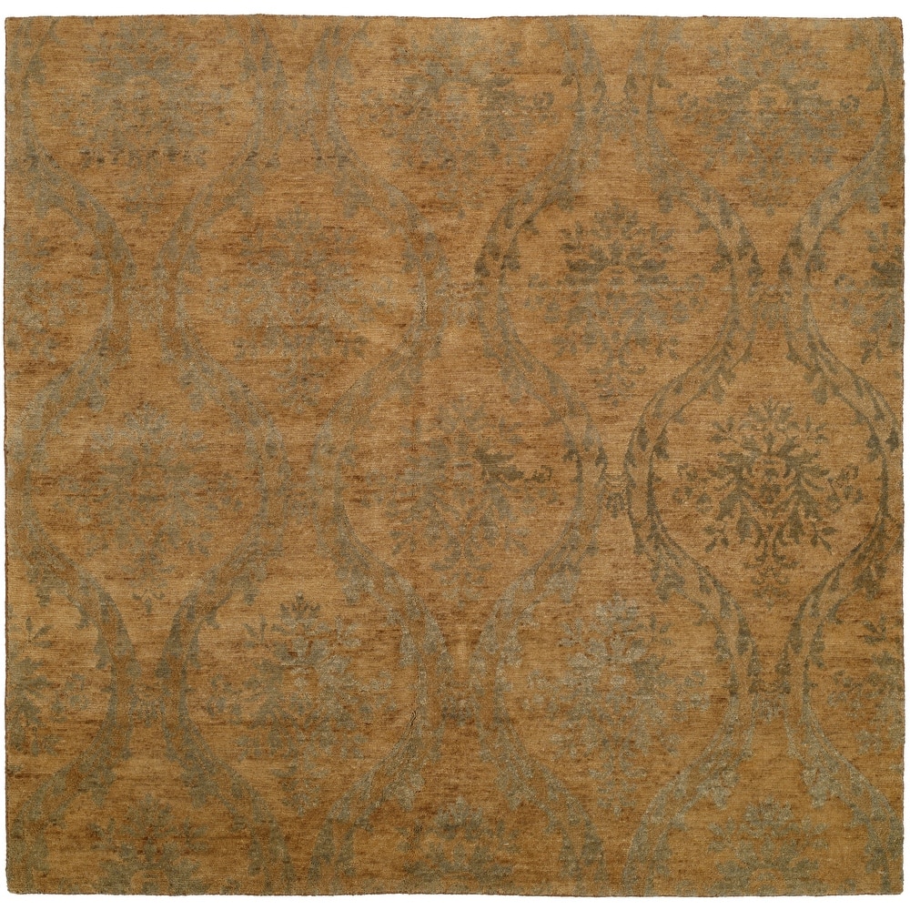 Transitional Blue Hand-Knotted Wool Area Rug