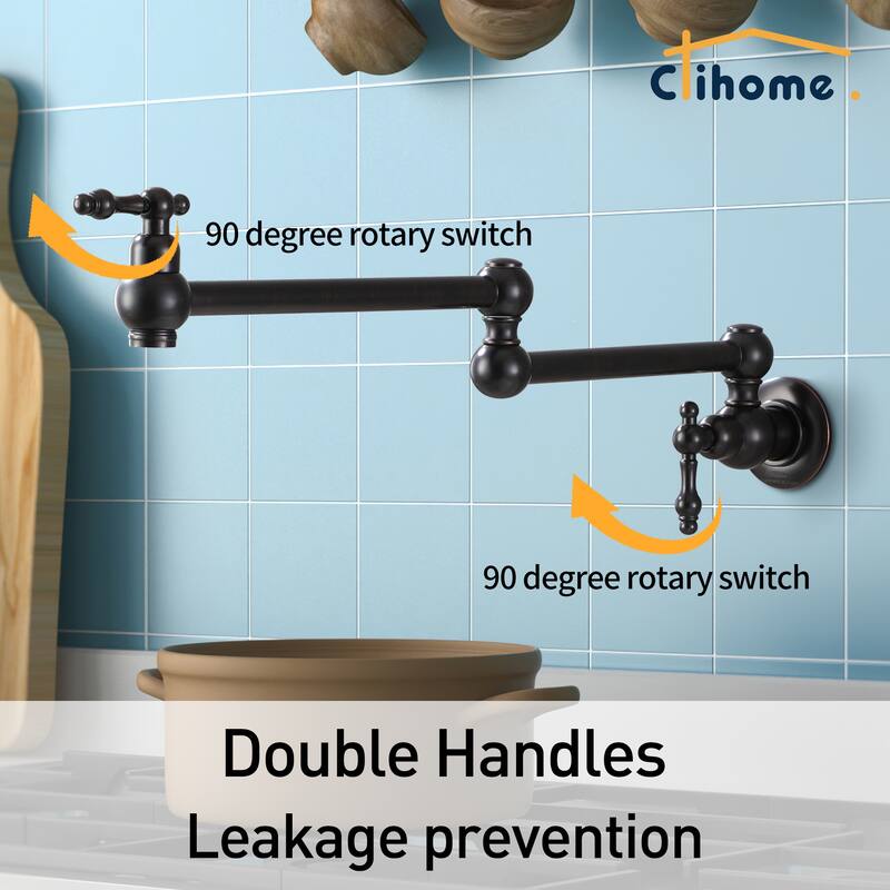 Clihome Traditional Wall Mounted Kitchen Pot Filler Faucet