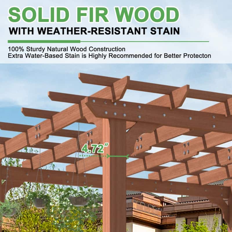 VEIKOUS Outdoor Cedar Wood Pergola Gazebo Kit with Flat Roof Trellis for Patio, Deck, Garden and Backyard