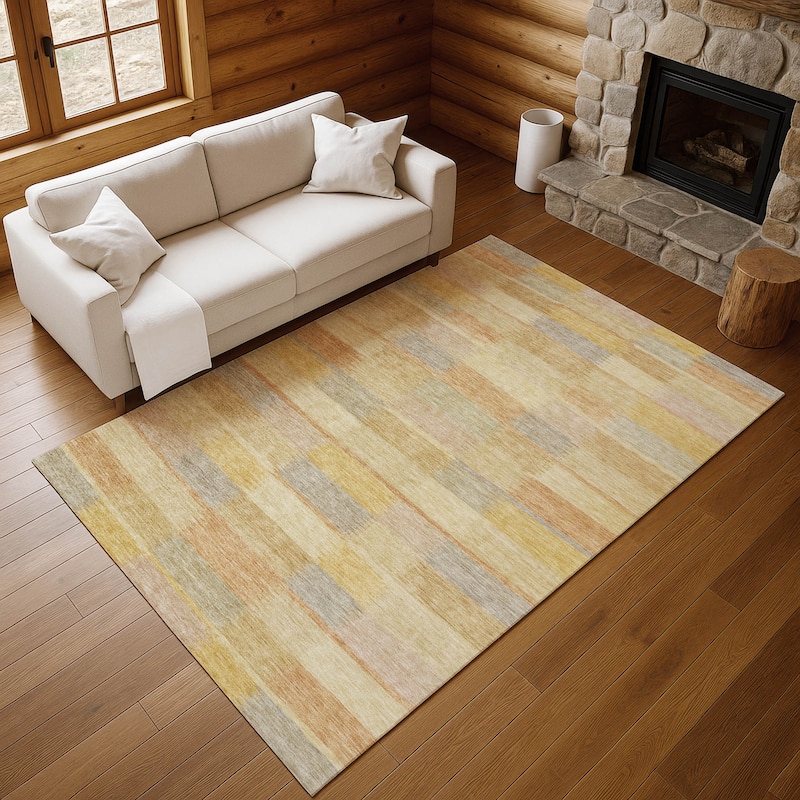 Premium Washable Super Soft Geo Stripe Mayfield Rug