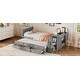preview thumbnail 14 of 14, Grey Twin Size Wood Platform Bed with Desk, Kids Daybed with 3 Drawers and Storage Shelf