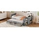preview thumbnail 14 of 30, Twin Wooden Platform Bed with Trundle, Built-in Study Desk, Storage Shelf & 3 Drawers, Space-Saving Bed for Kids/Teens