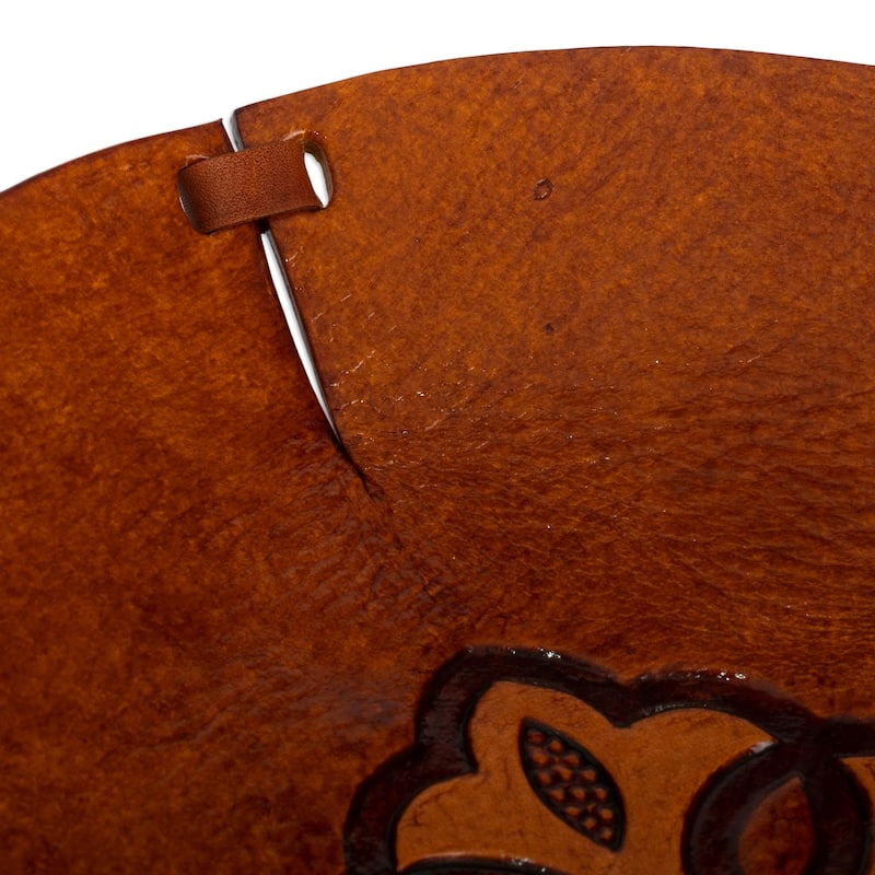 Novica Handmade Colonial Florals Tooled Leather Catchall