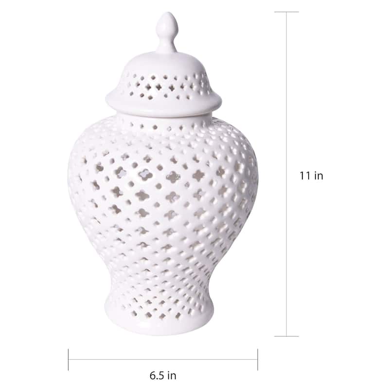 Handmade Lattice Ginger Decorative Jar with Lid