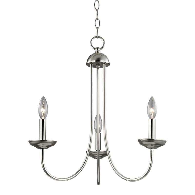 Montgomery 20-inch Wide 3-Light Chandelier in Brushed Nickel - 20in W x 20in D x 22in H - Nickel