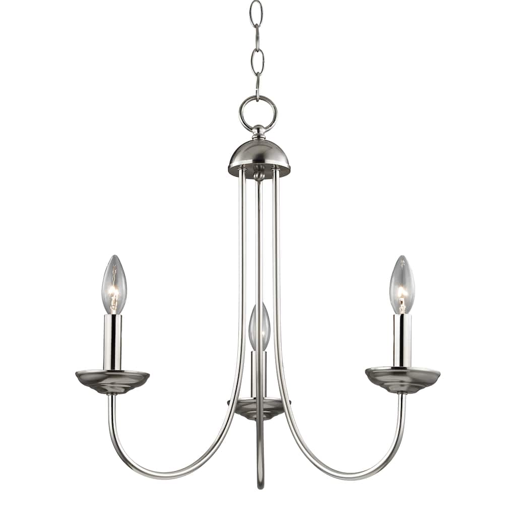 Montgomery 20-inch Wide 3-Light Chandelier in Brushed Nickel - 20in W x 20in D x 22in H