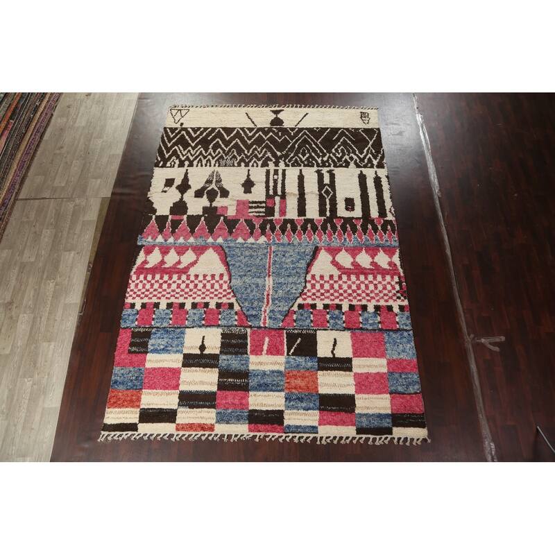 Tribal Geometric Oriental Moroccan Wool Area Rug Hand-knotted Carpet - 9'0" x 13'0"