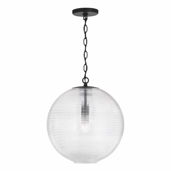 slide 2 of 8, Dolan 1-light Pendant w/ Clear Ribbed Glass Matte Black