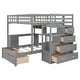 preview thumbnail 20 of 22, Elegant Twin over Full Bunk Bed with Desk, Drawers and Shelves