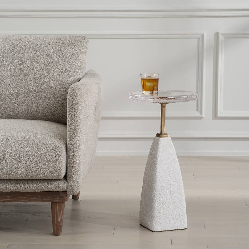 Sandstone Drink Table with Glass Top - 24"